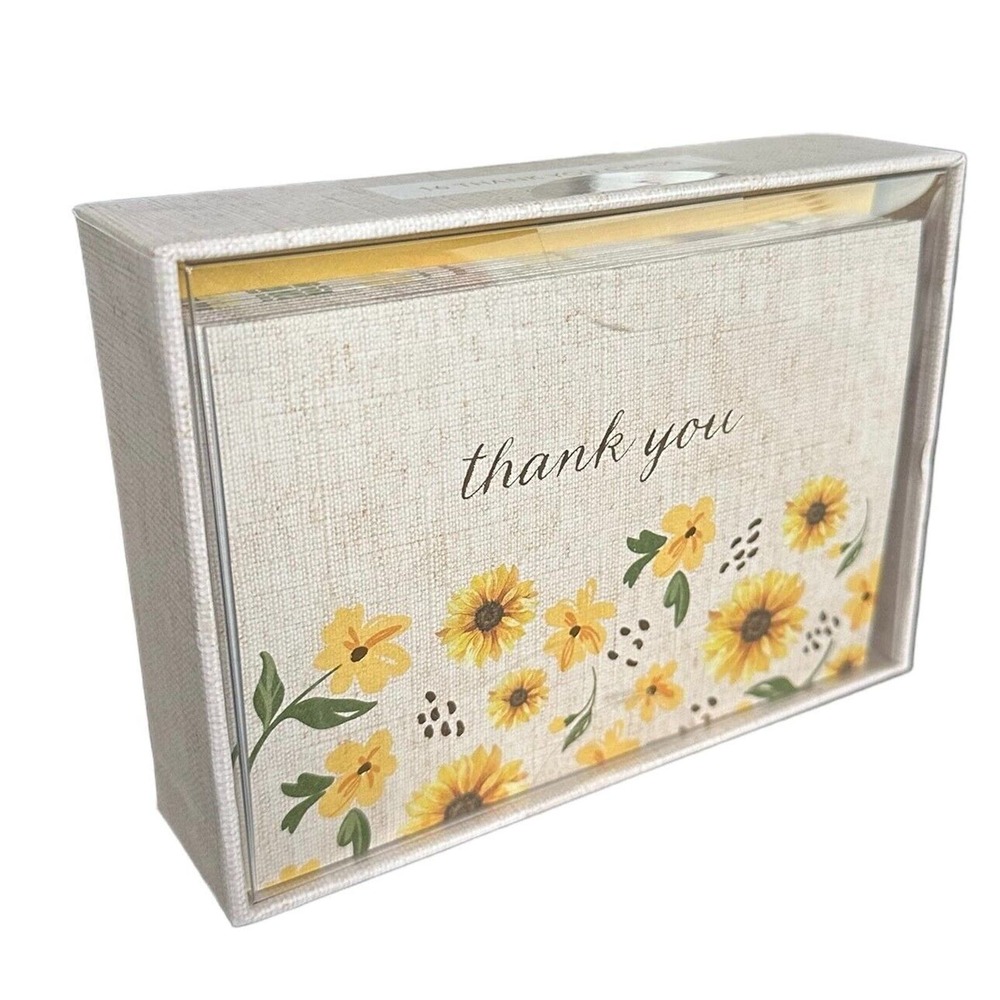 Set of 16 Sunflower Theme Thank You Note Cards With Envelopes 3.5" x 5"